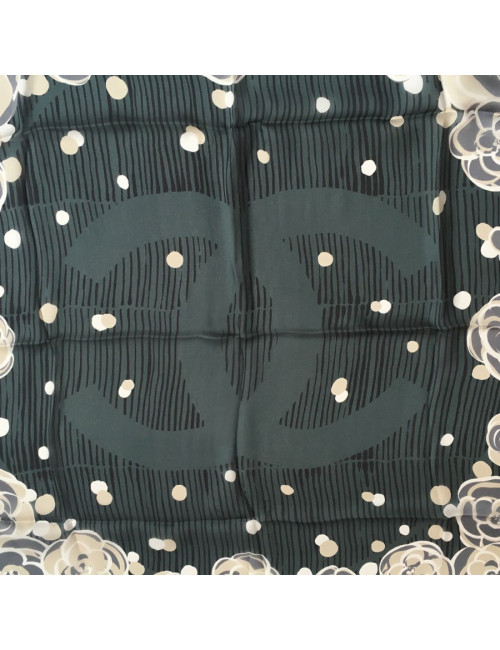 Carré CHANEL soie anthracite