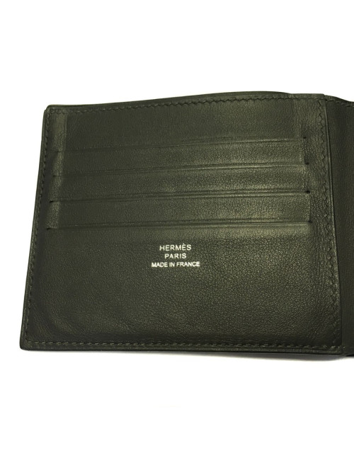 Porte cartes HERMES MC2 Copernic cuir swift gris foncé