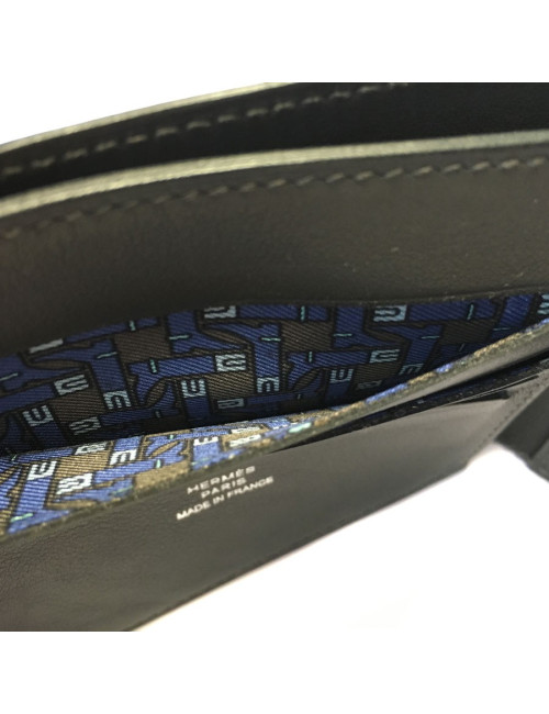 Porte cartes HERMES MC2 Copernic cuir swift gris foncé