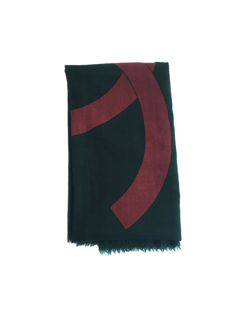 Châle CHANEL vert et rouge brique