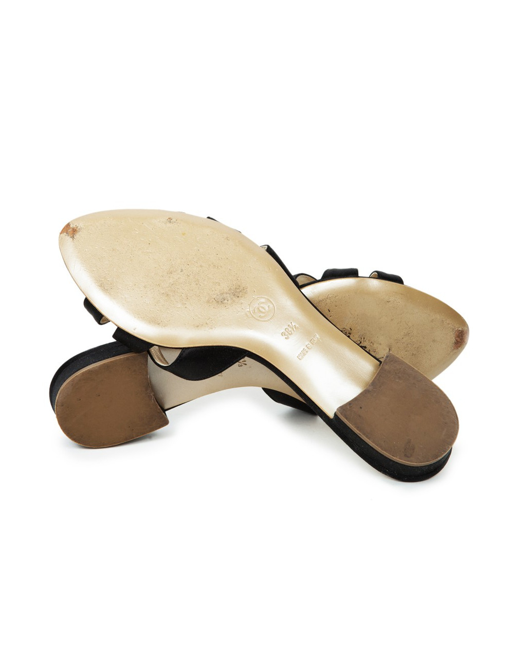 Mules Couture CHANEL T 38.5 black silk satin