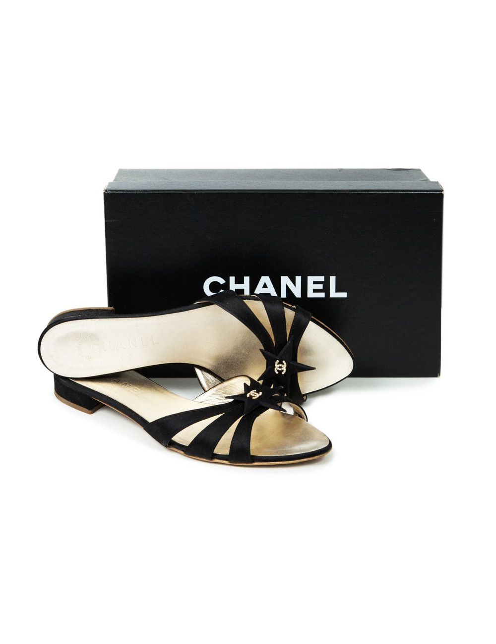 Mules Couture CHANEL T 38.5 black silk satin