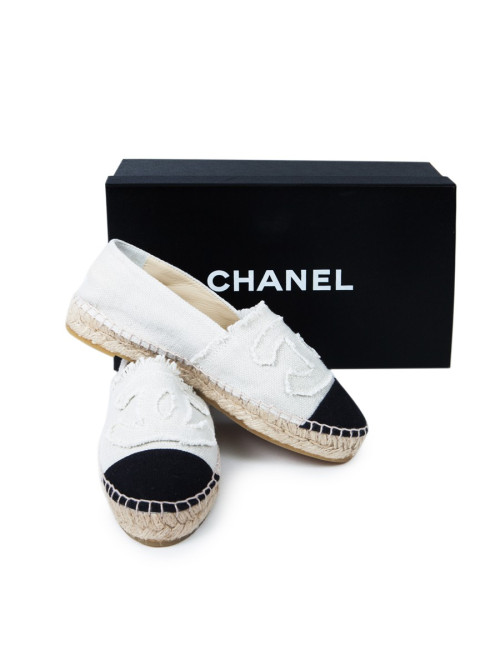 Espadrilles CHANEL T 35 toile bicolore