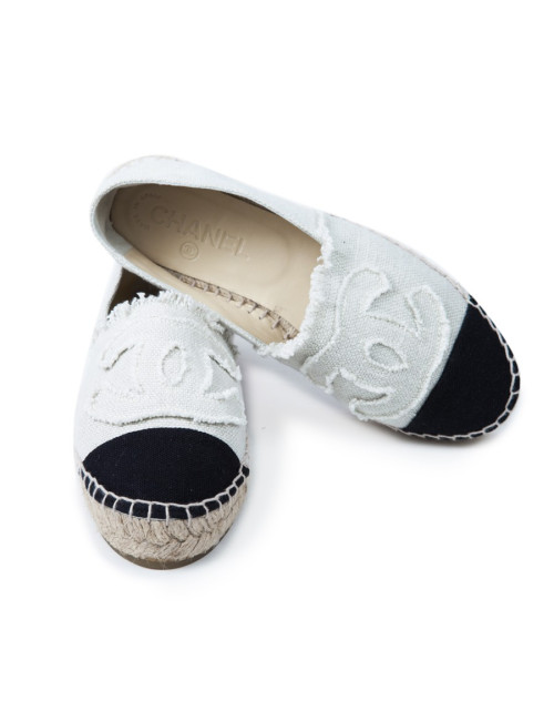 Espadrilles CHANEL T 35 toile bicolore