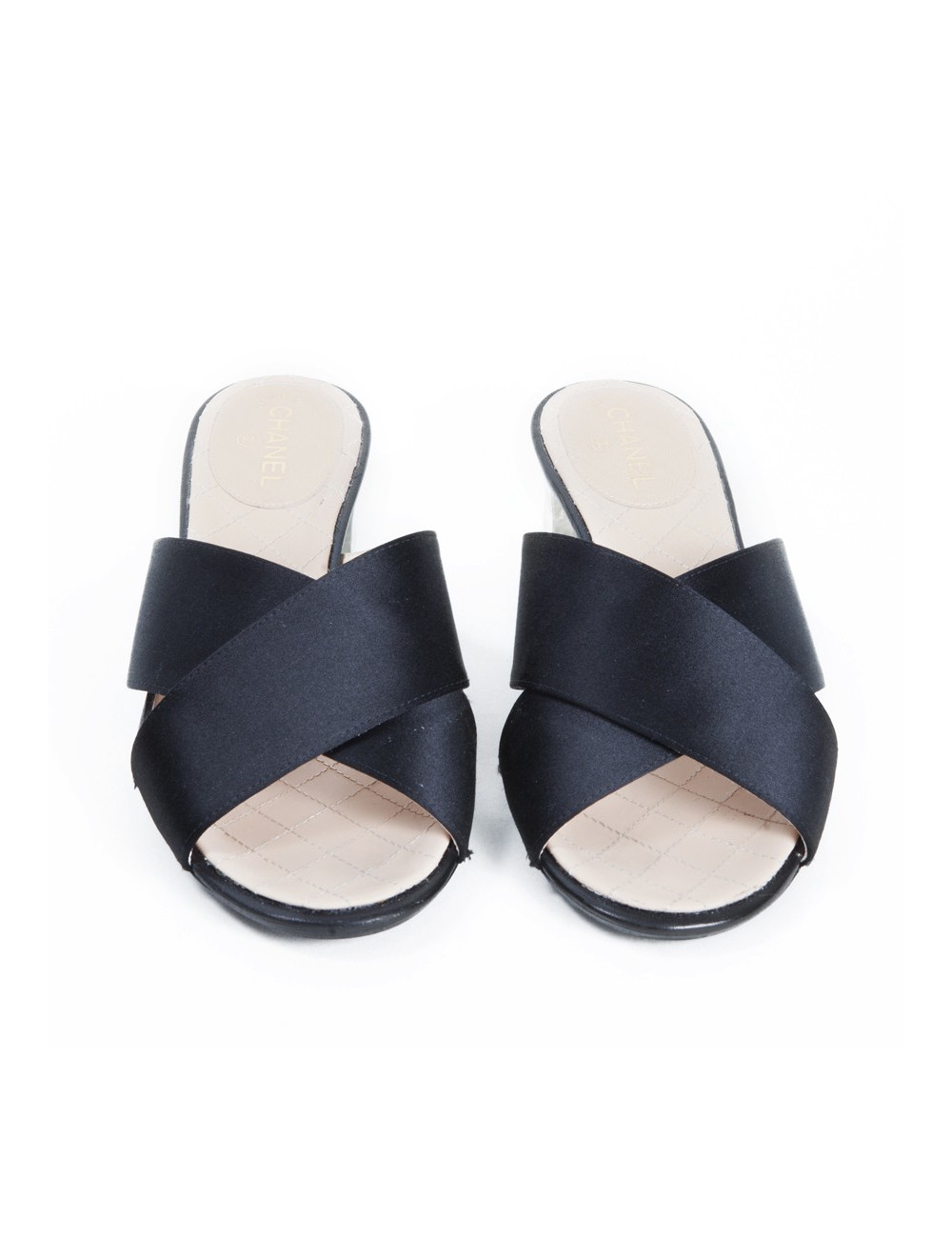 Mules CHANEL satin de soie T36,5