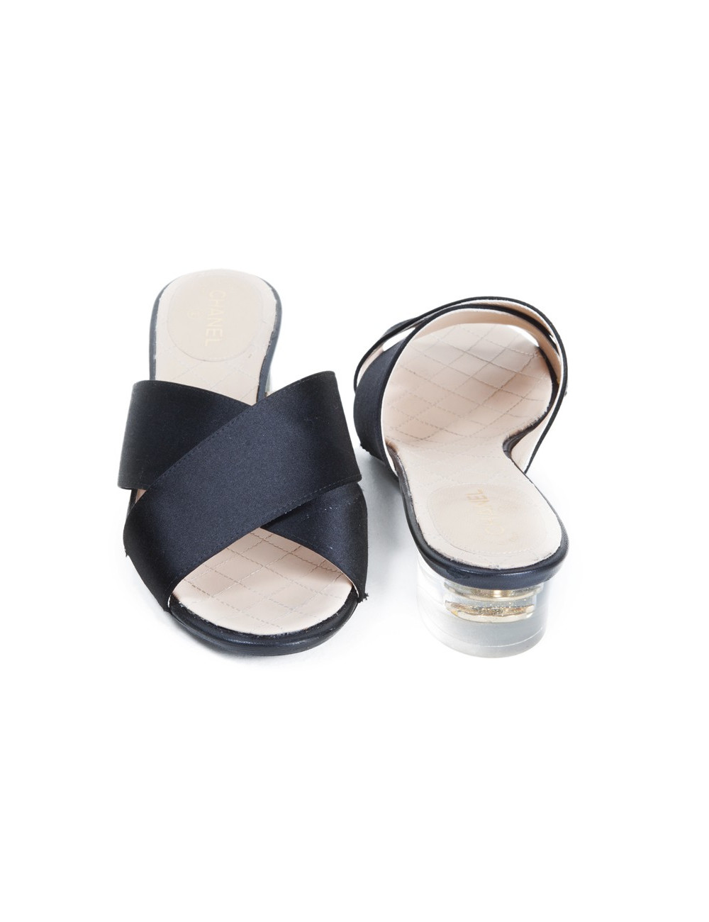 Mules CHANEL satin de soie T36,5