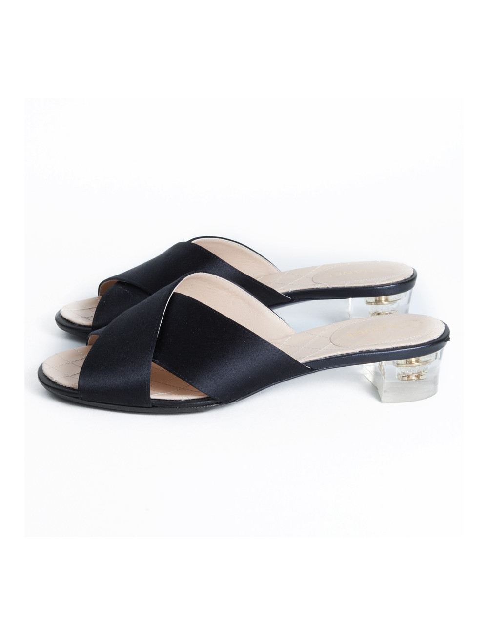 Mules CHANEL satin de soie T36,5