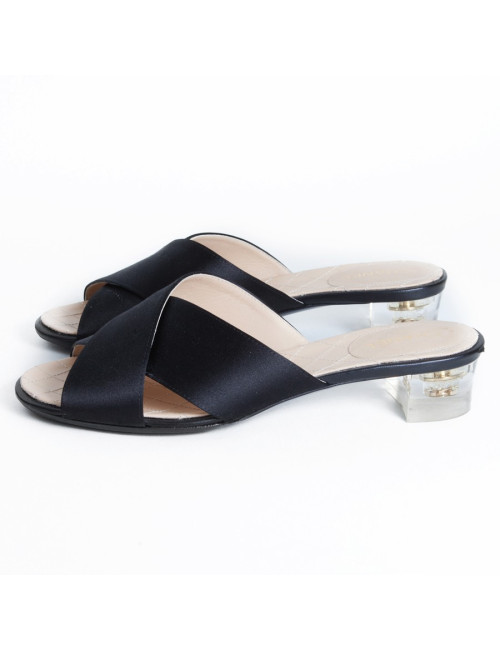 Mules CHANEL satin de soie T36,5