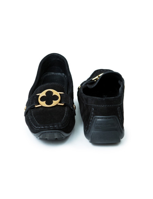 LOUIS VUITTON T 37 Black Suede moccasins