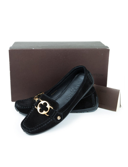 LOUIS VUITTON T 37 Black Suede moccasins
