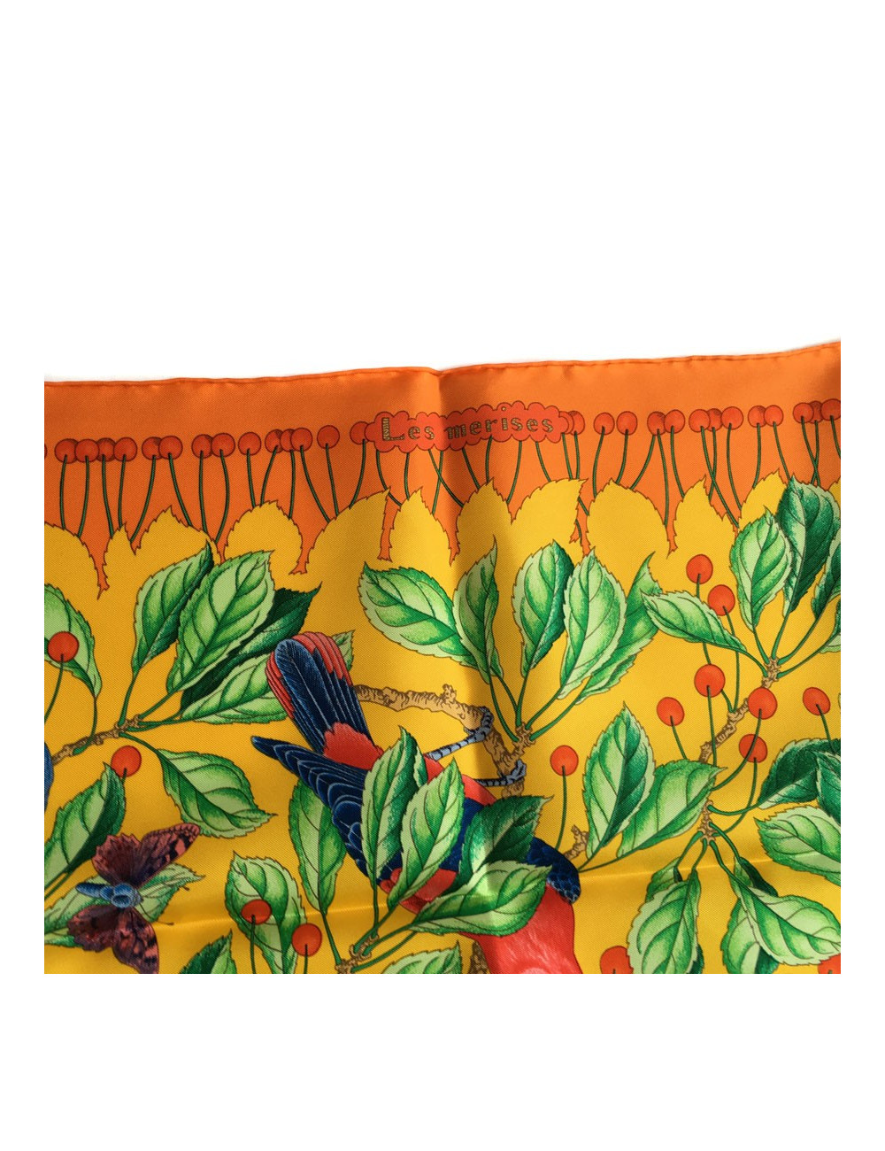 Hermès "Les Merises" in orange silk