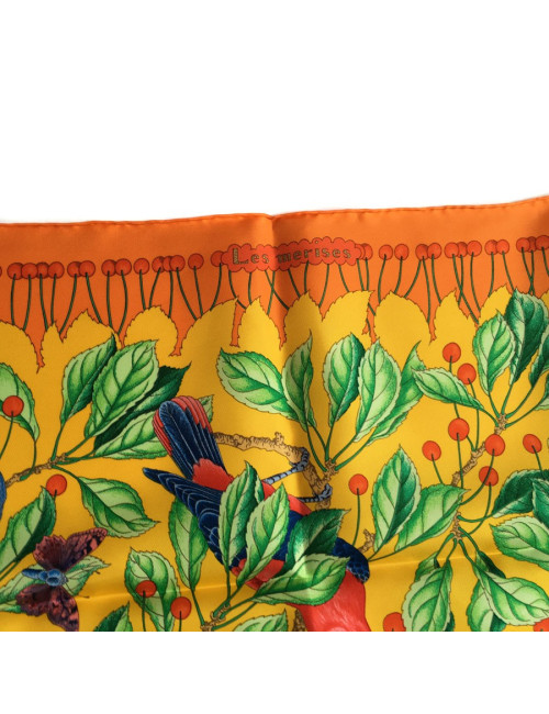 Hermès "Les Merises" in orange silk