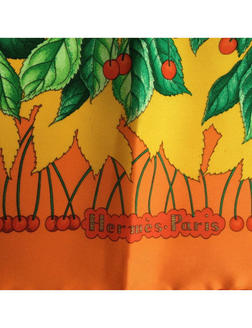 Hermès "Les Merises" in orange silk