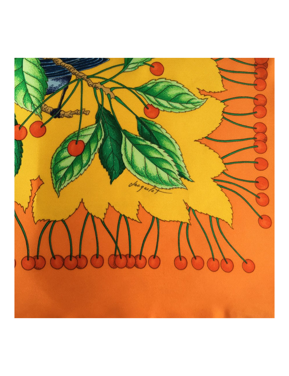 Hermès "Les Merises" in orange silk