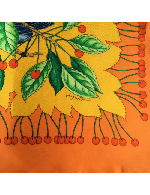 Hermès "Les Merises" in orange silk