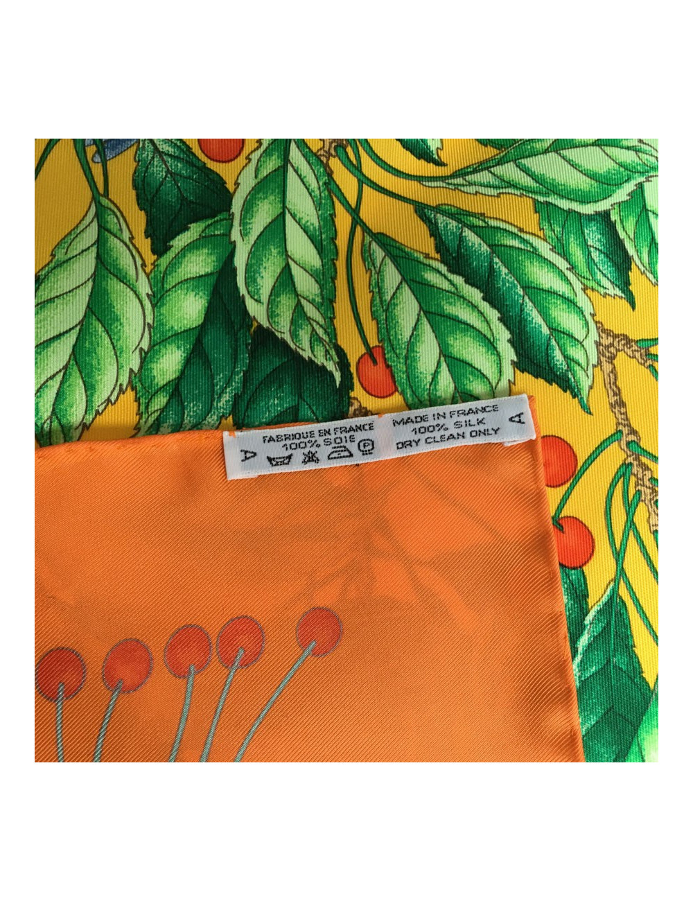 Hermès "Les Merises" in orange silk