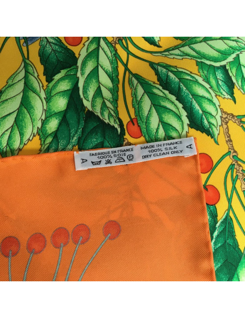 Hermès "Les Merises" in orange silk