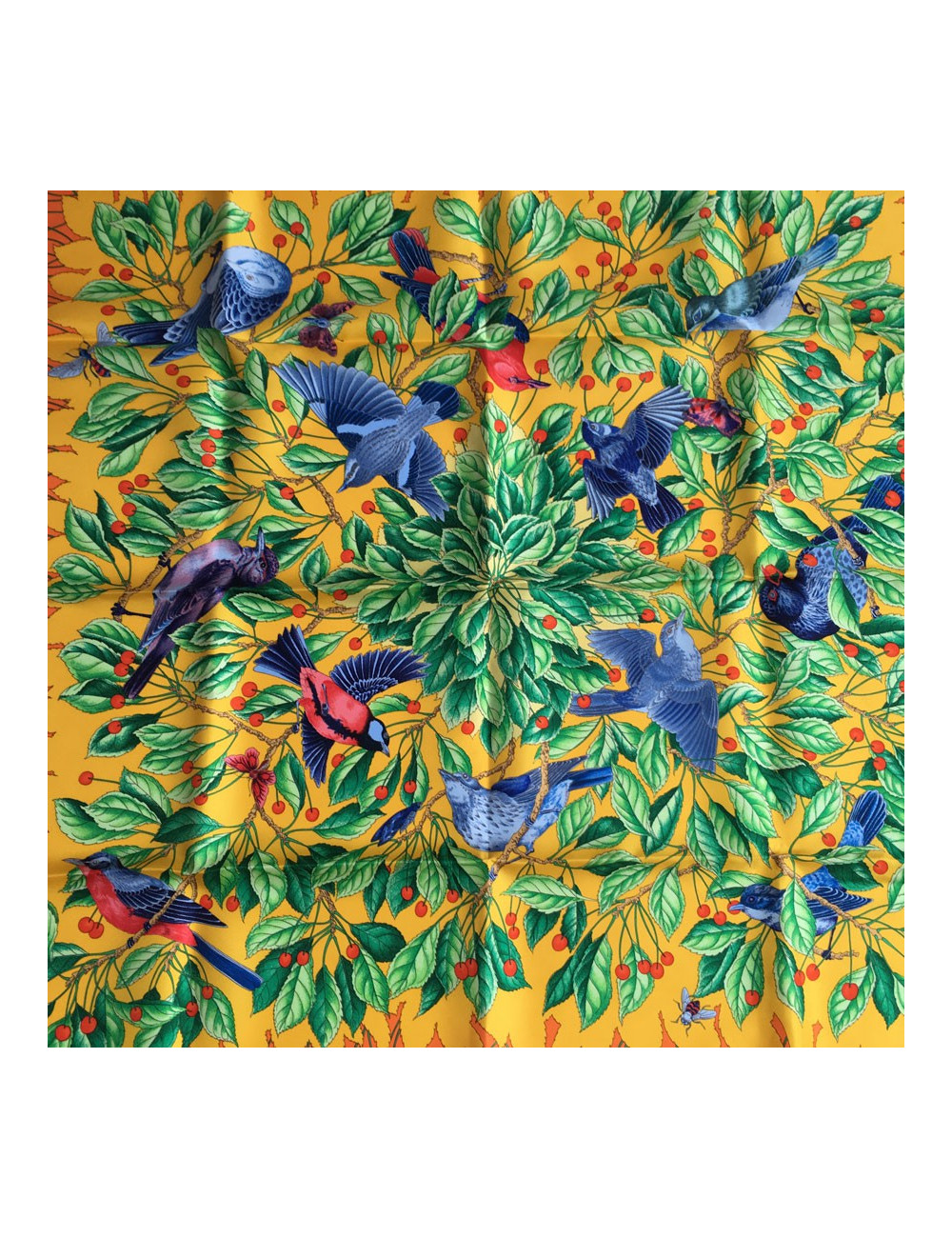 Hermès "Les Merises" in orange silk