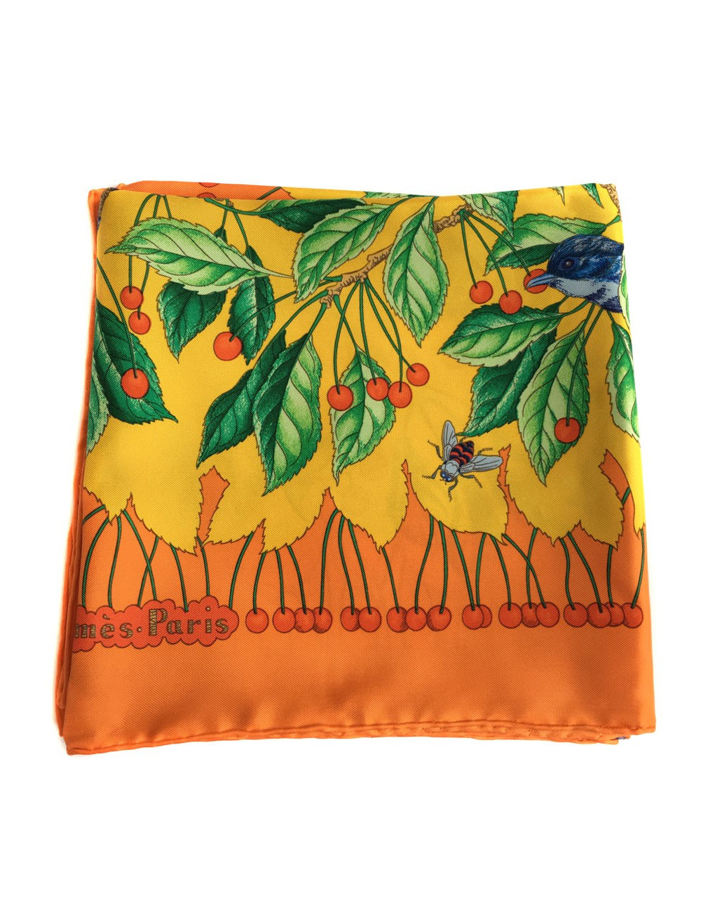 Hermès "Les Merises" in orange silk