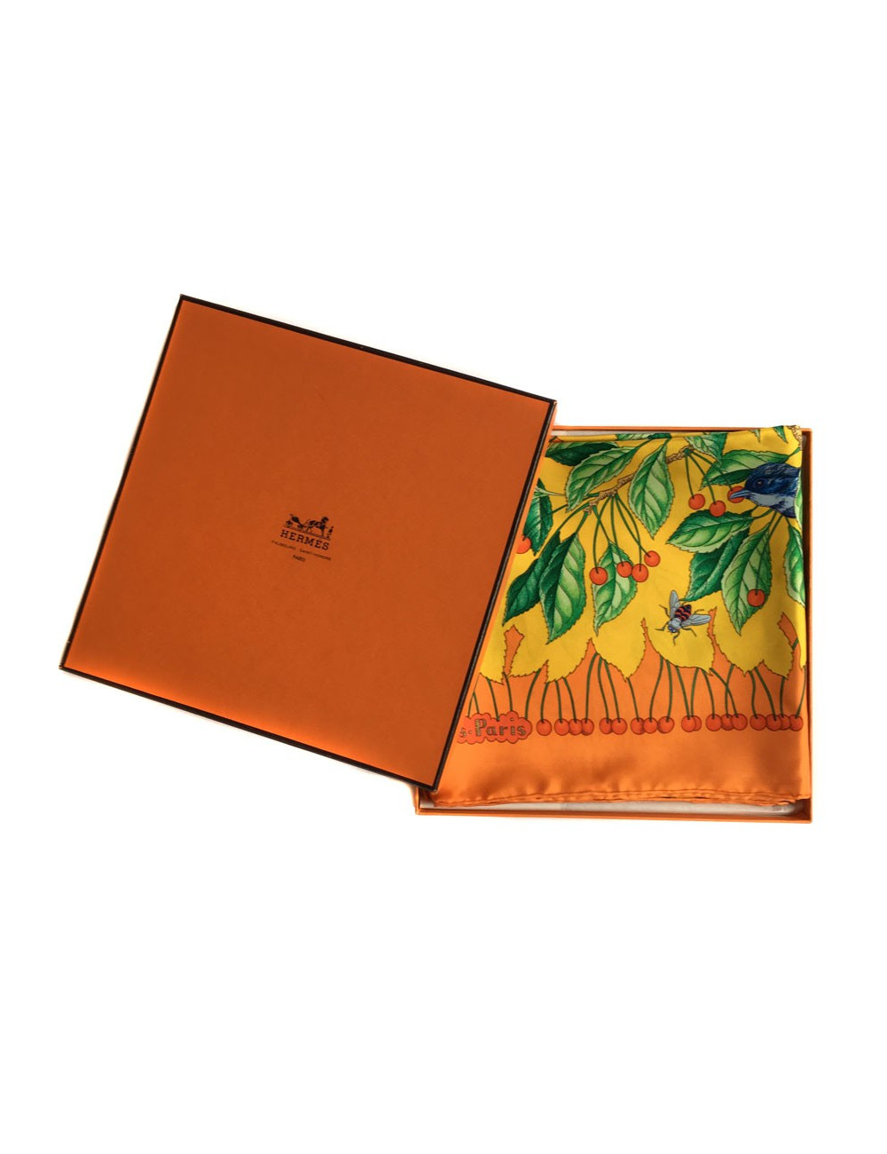 Hermès "Les Merises" in orange silk