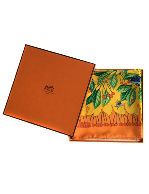 Hermès "Les Merises" in orange silk