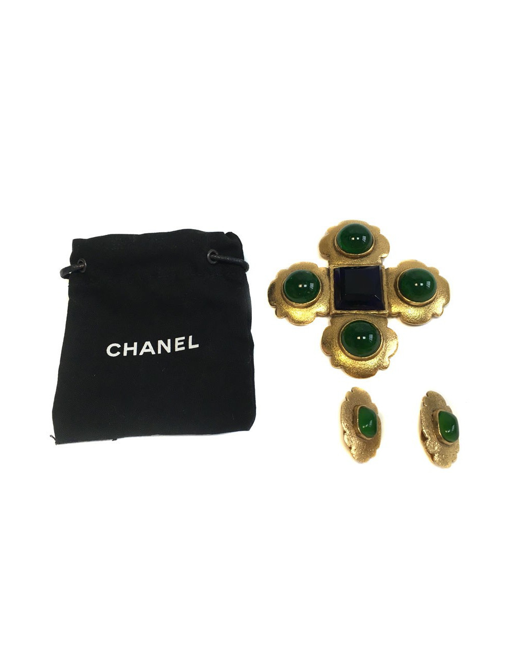 Parure CHANEL broche et boucles d'oreille Vintage