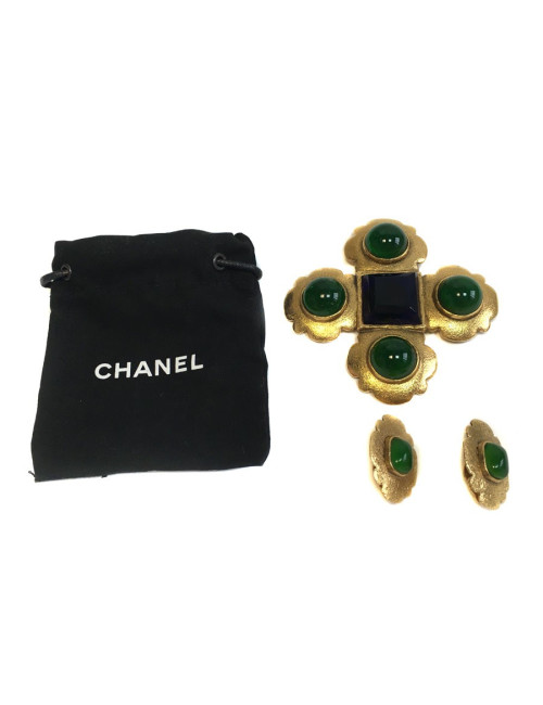 Parure CHANEL broche et boucles d'oreille Vintage