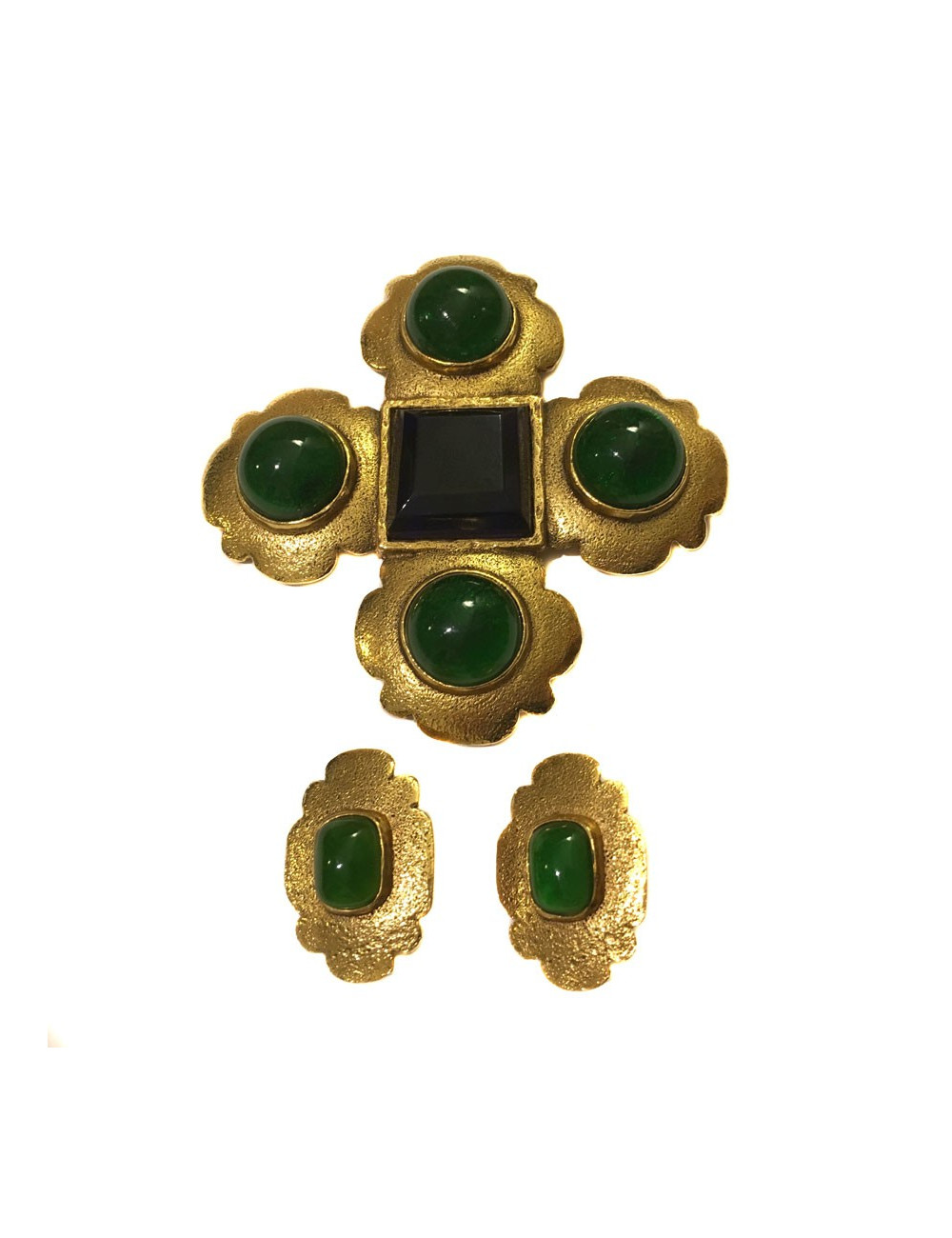 Parure CHANEL broche et boucles d'oreille Vintage