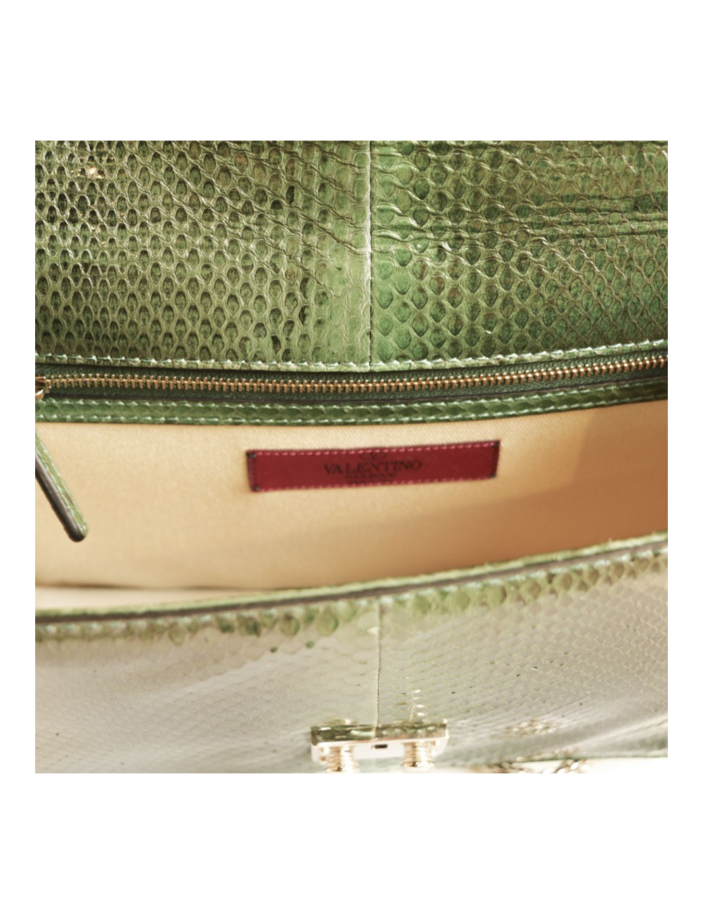 sac VALENTINO en serpent vert