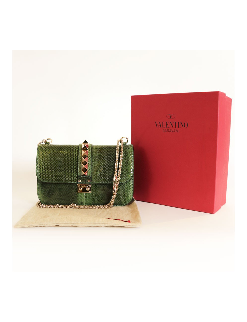 sac VALENTINO en serpent vert