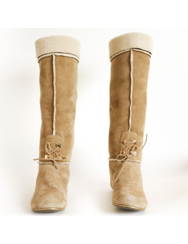 Bottes SERGIO ROSSI T 38,5 en daim naturel 2