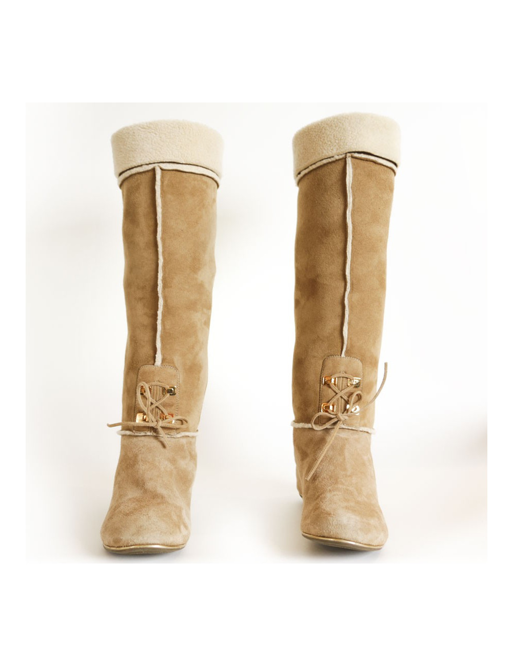 Bottes SERGIO ROSSI T 38,5 en daim naturel
