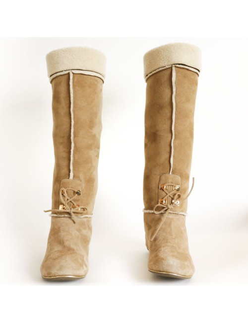 Bottes SERGIO ROSSI T 38,5 en daim naturel
