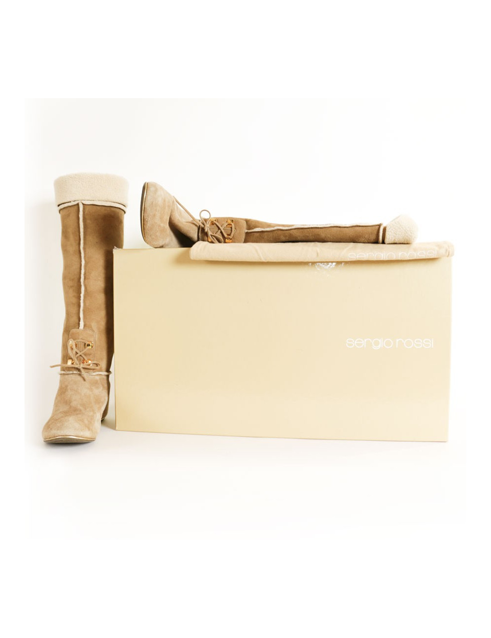 Bottes SERGIO ROSSI T 38,5 en daim naturel
