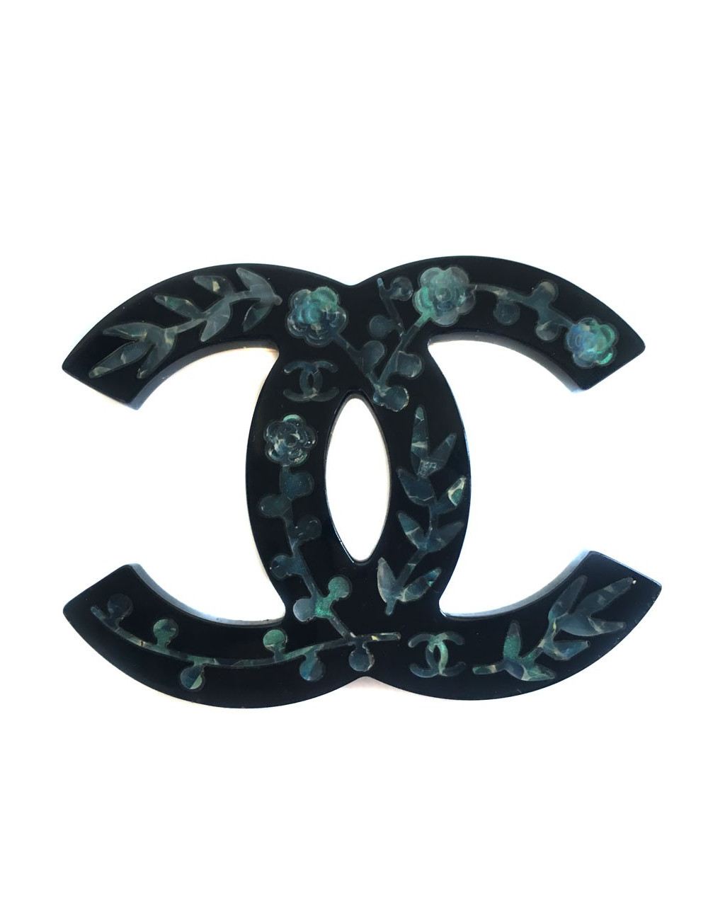 Broche CHANEL émail noir