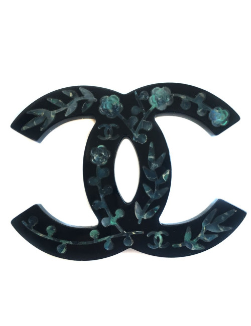 Broche CHANEL émail noir