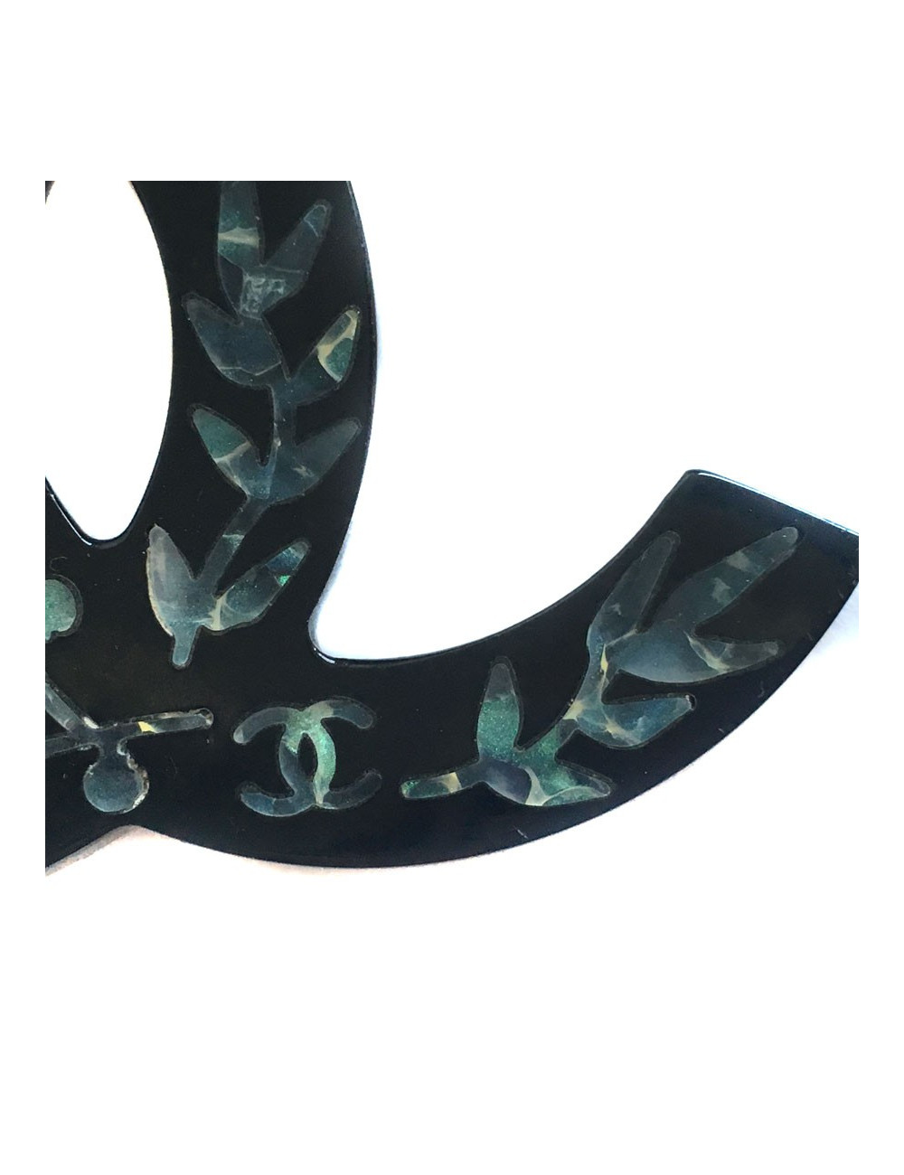 Broche CHANEL émail noir