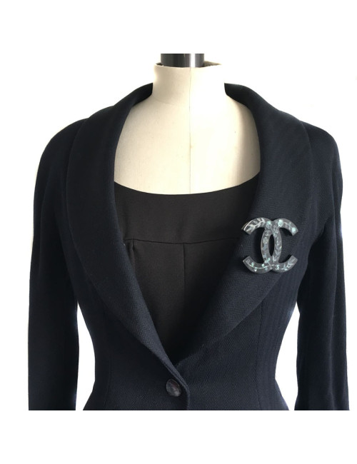 Broche CHANEL émail noir