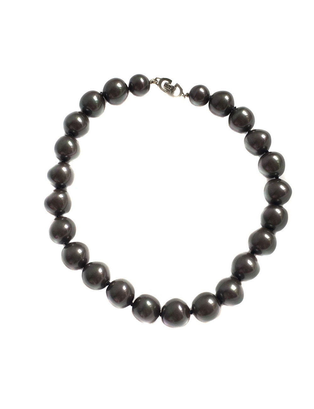 Collier CHRISTIAN DIOR en perles nacrées grises Vintage