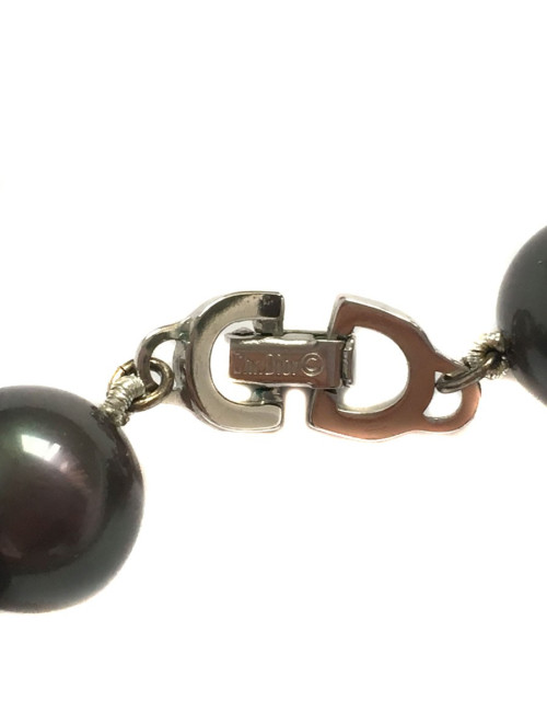 Collier CHRISTIAN DIOR en perles nacrées grises Vintage