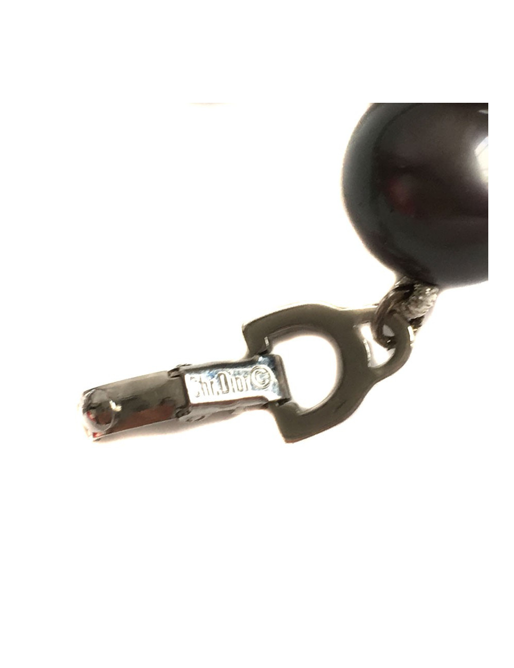 Collier CHRISTIAN DIOR en perles nacrées grises Vintage