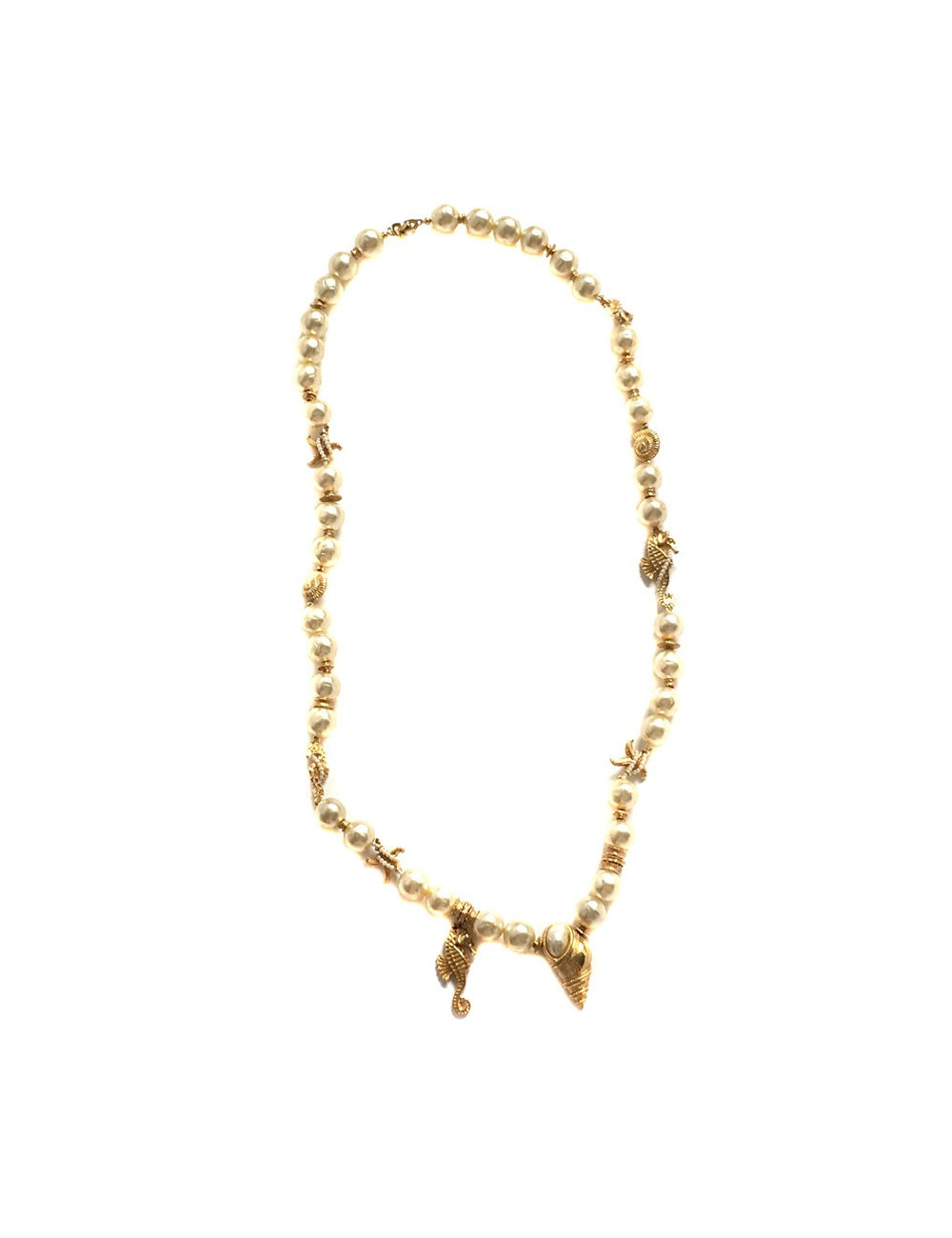 Sautoir CHRISTIAN DIOR perles nacrées et coquillages