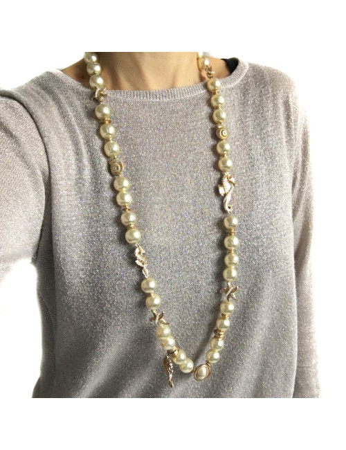 CHRISTIAN DIOR necklace Pearly beads and shells