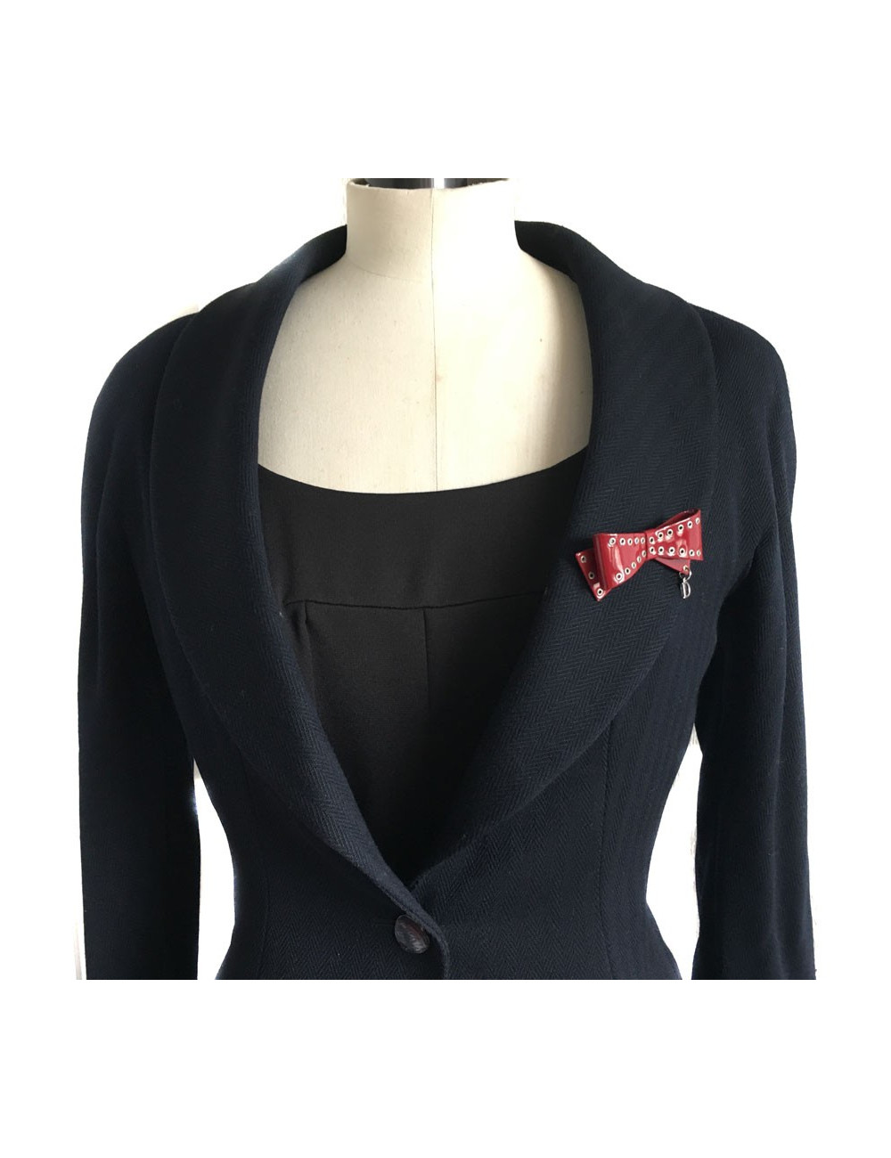 Broche DIOR nœud bordeaux 