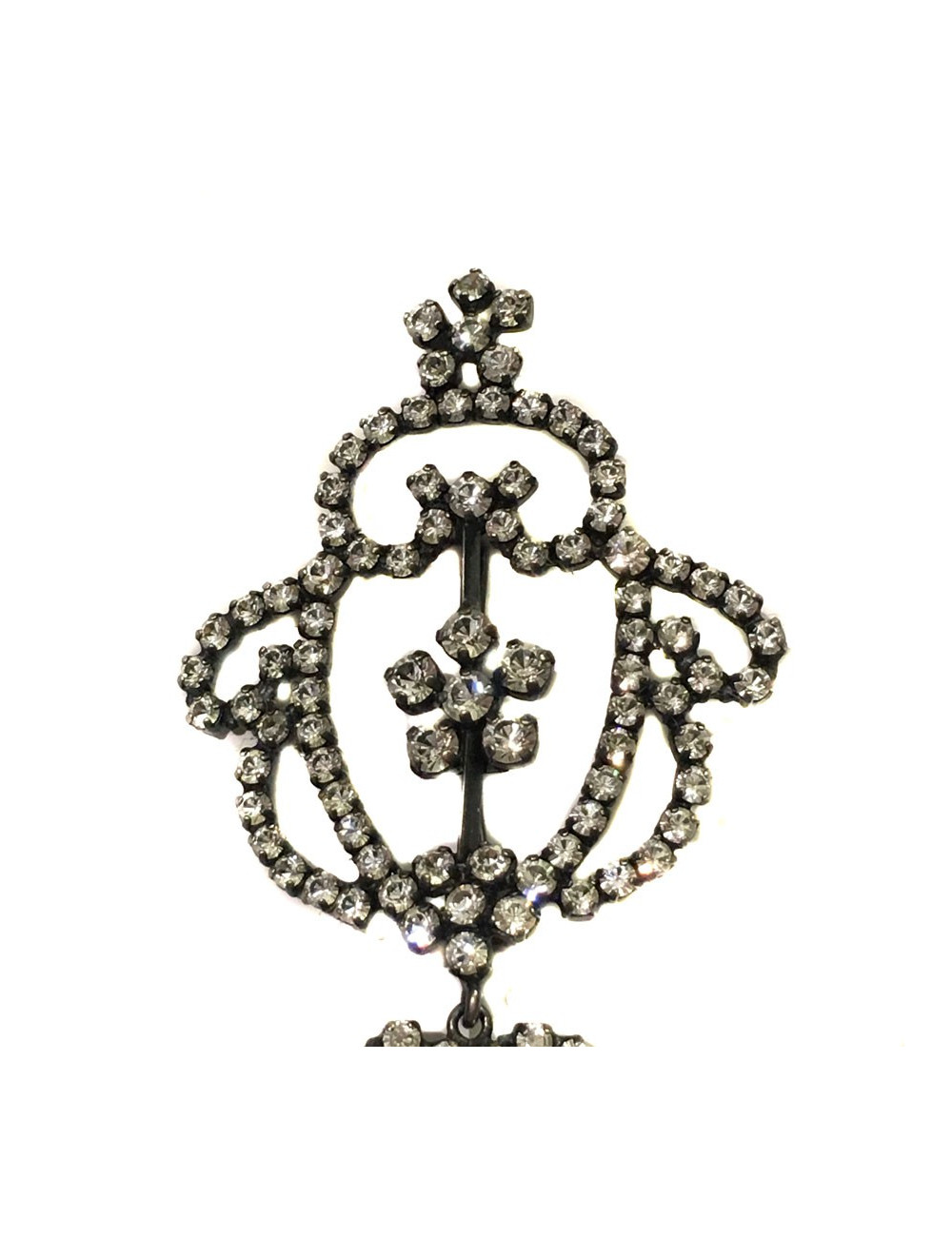 Broche CHRISTIAN DIOR en ruthénium et strass