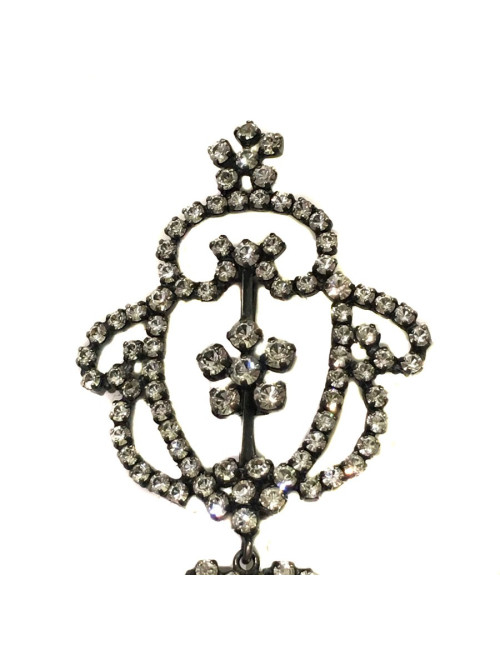 CHRISTIAN DIOR brooch in ruthenium and rhinestones