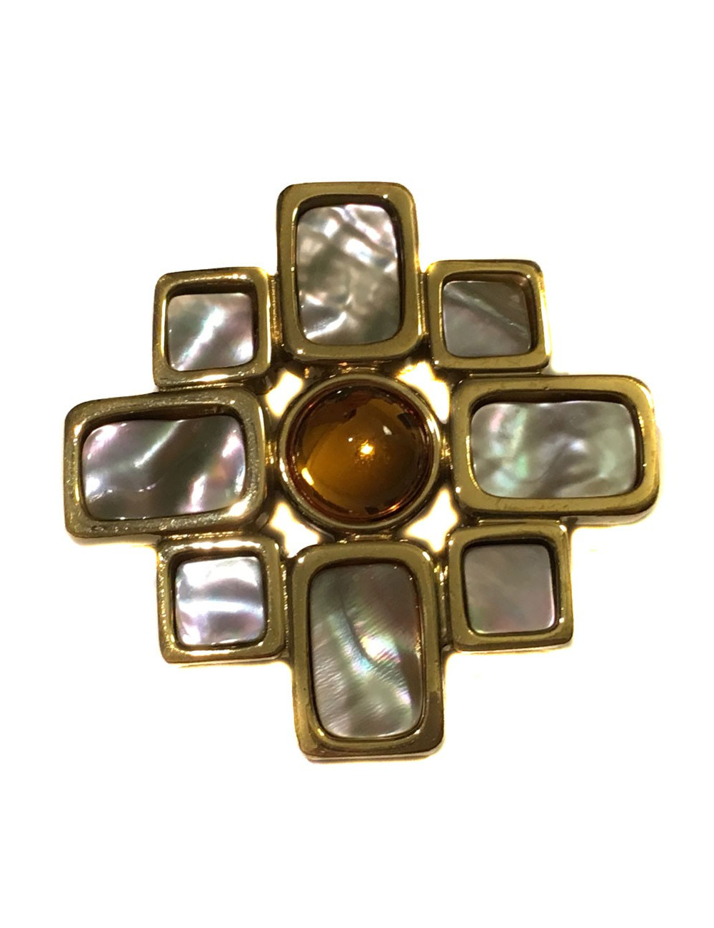 Broche croix CELINE en métal doré