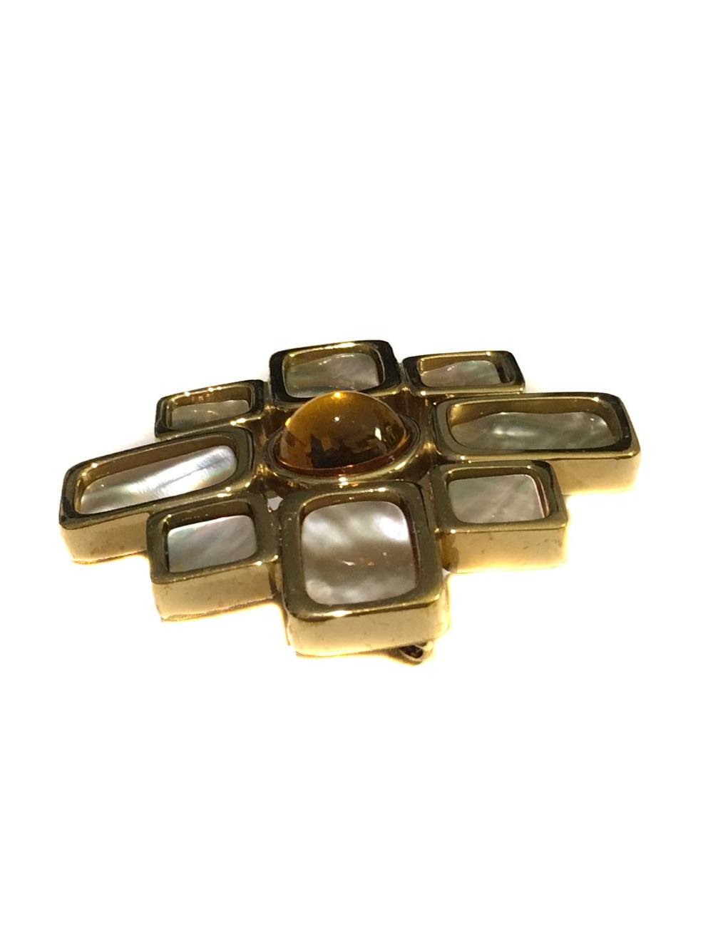 Broche croix CELINE en métal doré