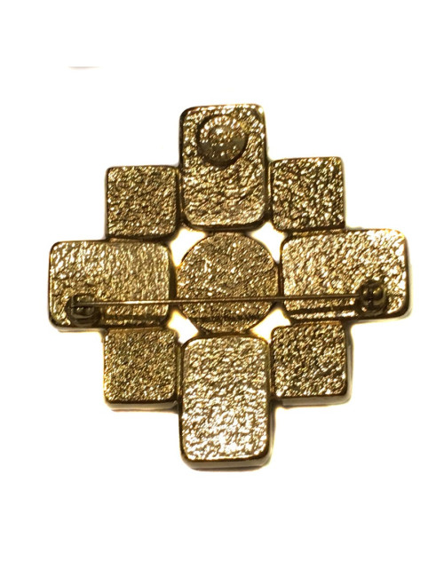 Broche croix CELINE en métal doré