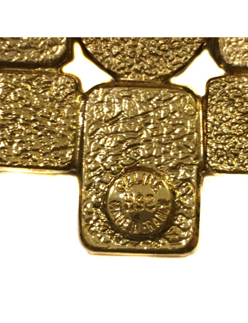 Broche croix CELINE en métal doré